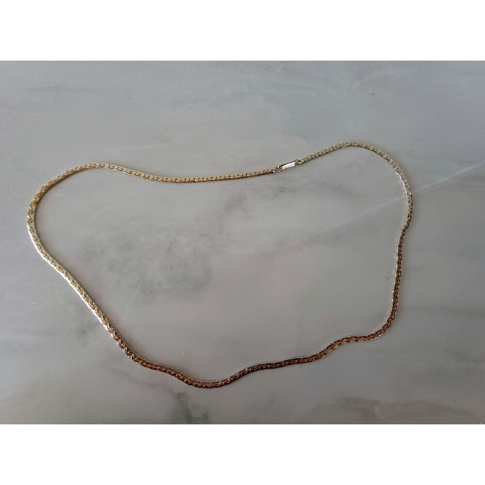 Vintage Emmons Gold-Tone Flat Curb Chain Necklace Slide Clasp - Patent 3427691